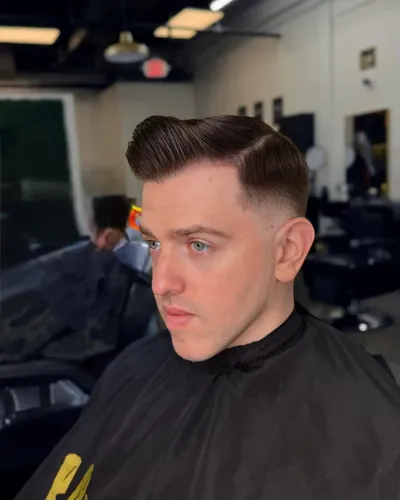 Classic pompadour fade at Victory Barbershop in Boca Raton
