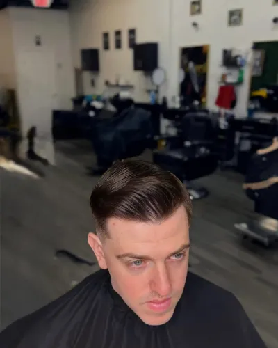 Pompadour fade photographed from above