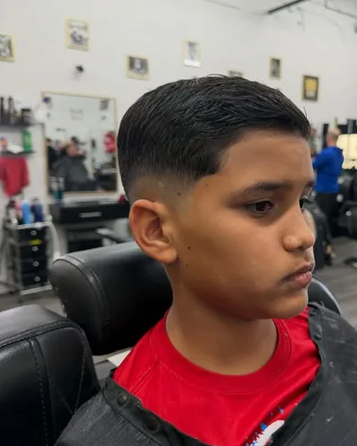 Sharp line-up on a teen client, side profile