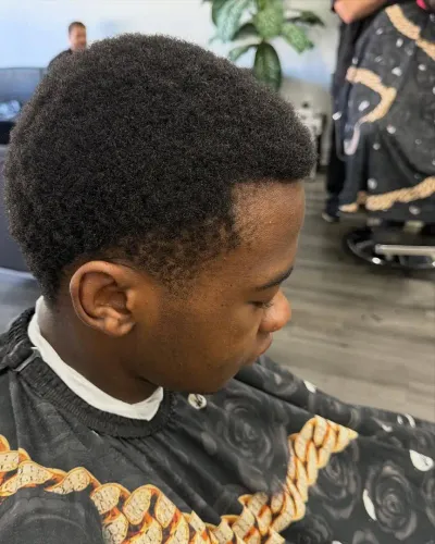 Client before a haircut and fade, first transformation
